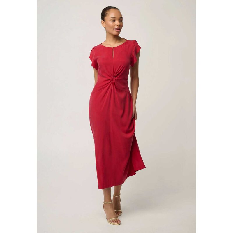 OnceWas Geneva Twist Detail Column Midi Dress image number 3